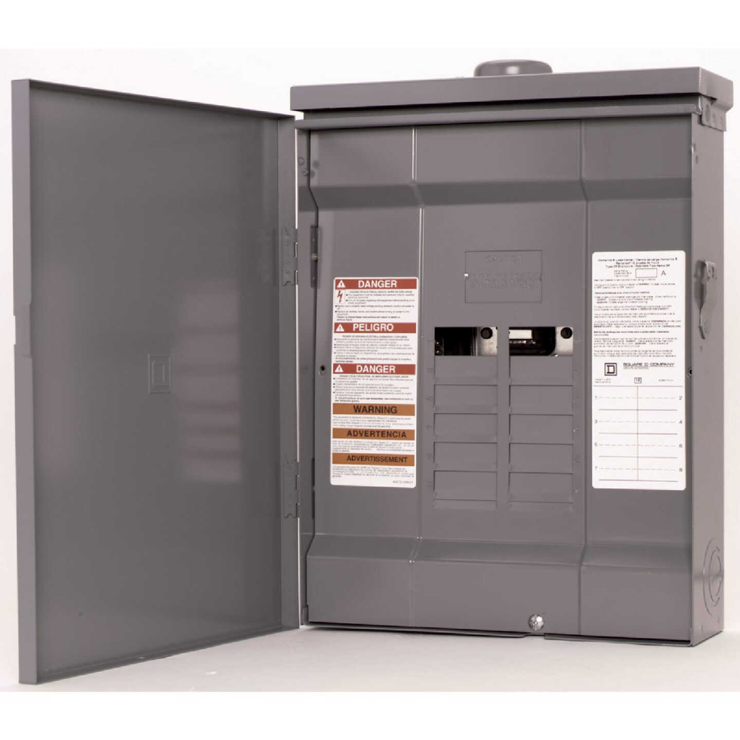 Square D Homeline 125A 8-Space 16-Circuit Raintight Main Lug Plug-on Neutral Load Center Image 1