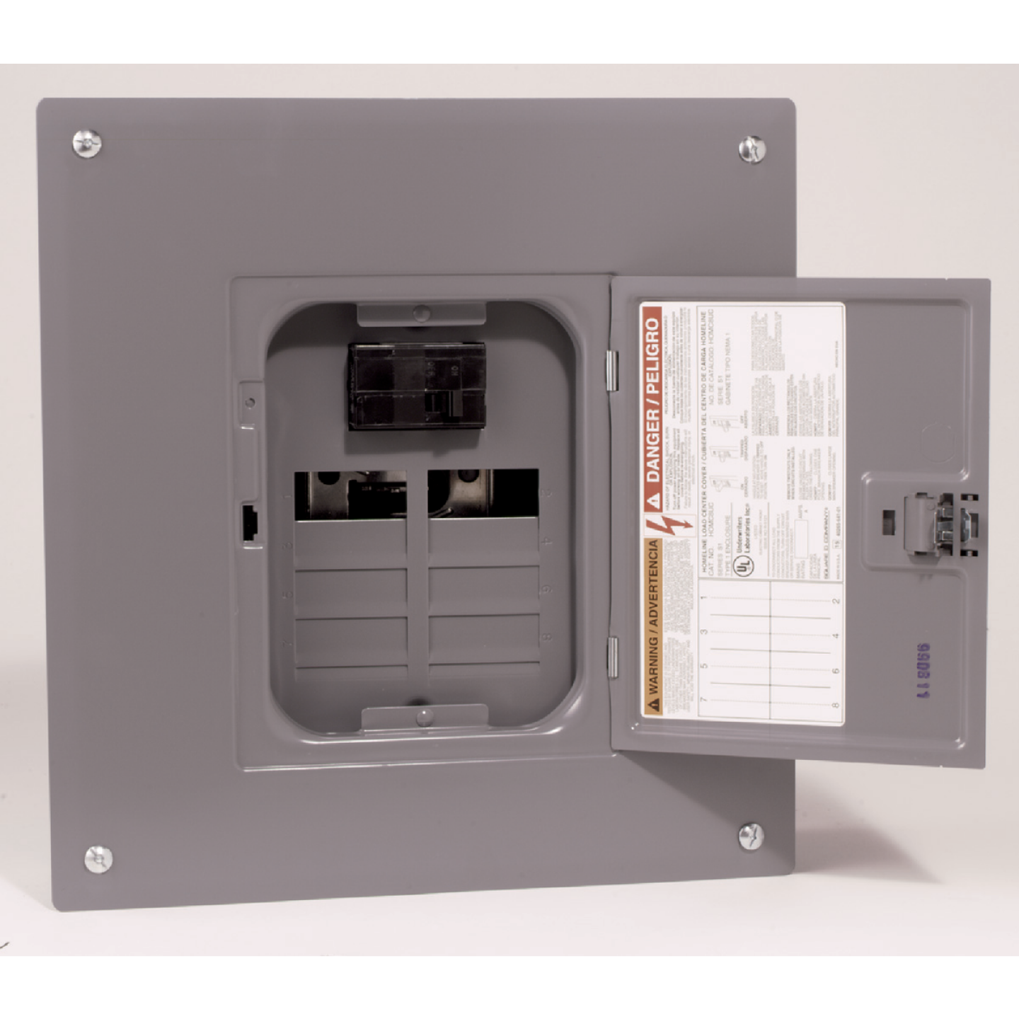 Square D Homeline 100A 8-Space 16-Circuit Indoor Main Breaker Plug-on Neutral Load Center Image 1