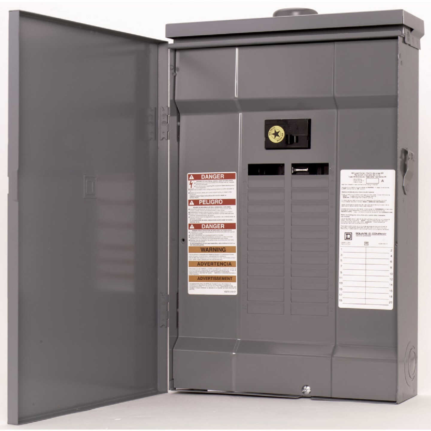 Square D QO 100A 24-Space 34-Circuit Raintight Main Breaker Plug-on Neutral Load Center Image 1