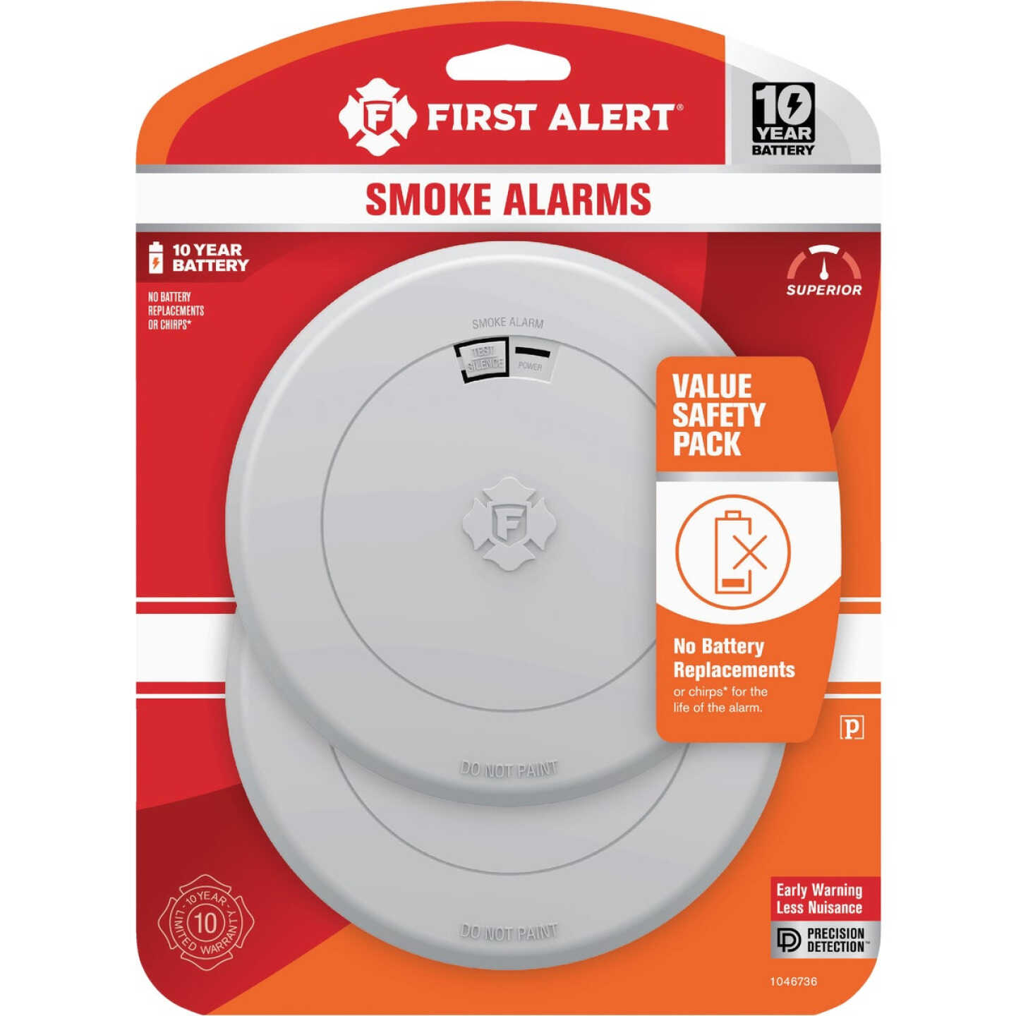 First Alert SM210 10-Year Battery Photoelectric Smoke Alarm with Slim Profile (2-Pack) Image 1