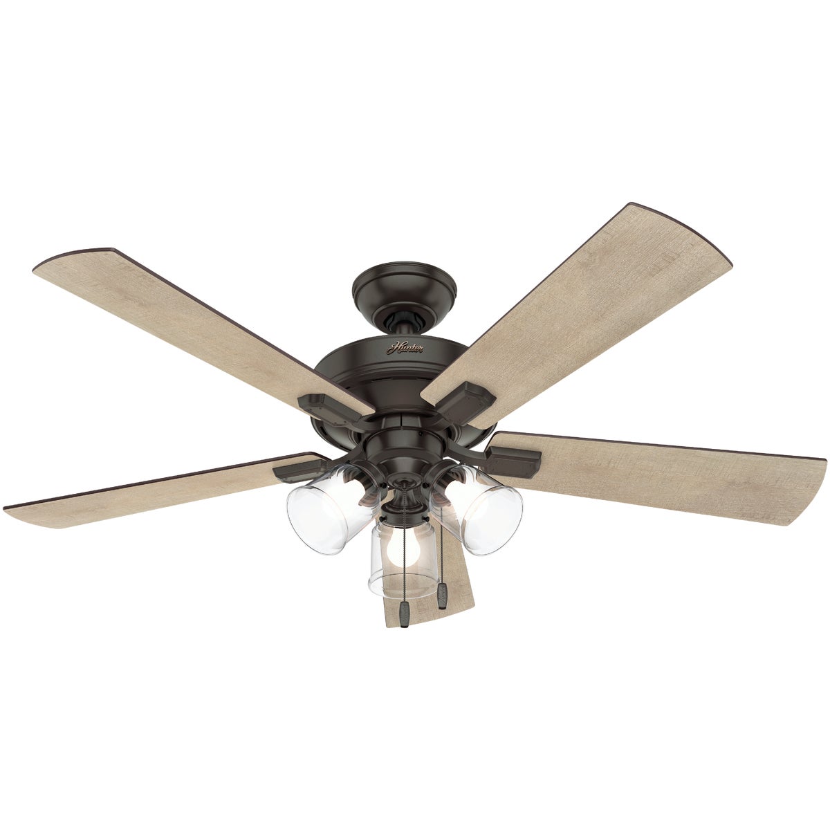 Hunter Crestfield 52 In. Noble Bronze Ceiling Fan with Light Kit Image 1
