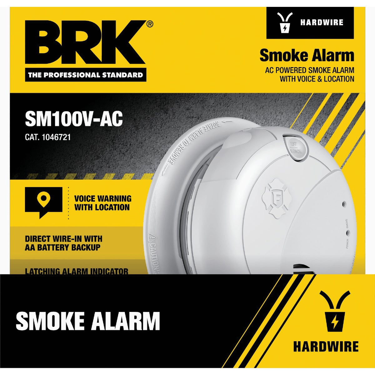 BRK SM100V-AC Interconnect Hardwired  Photoelectric Smoke Alarm with Voice Alerts