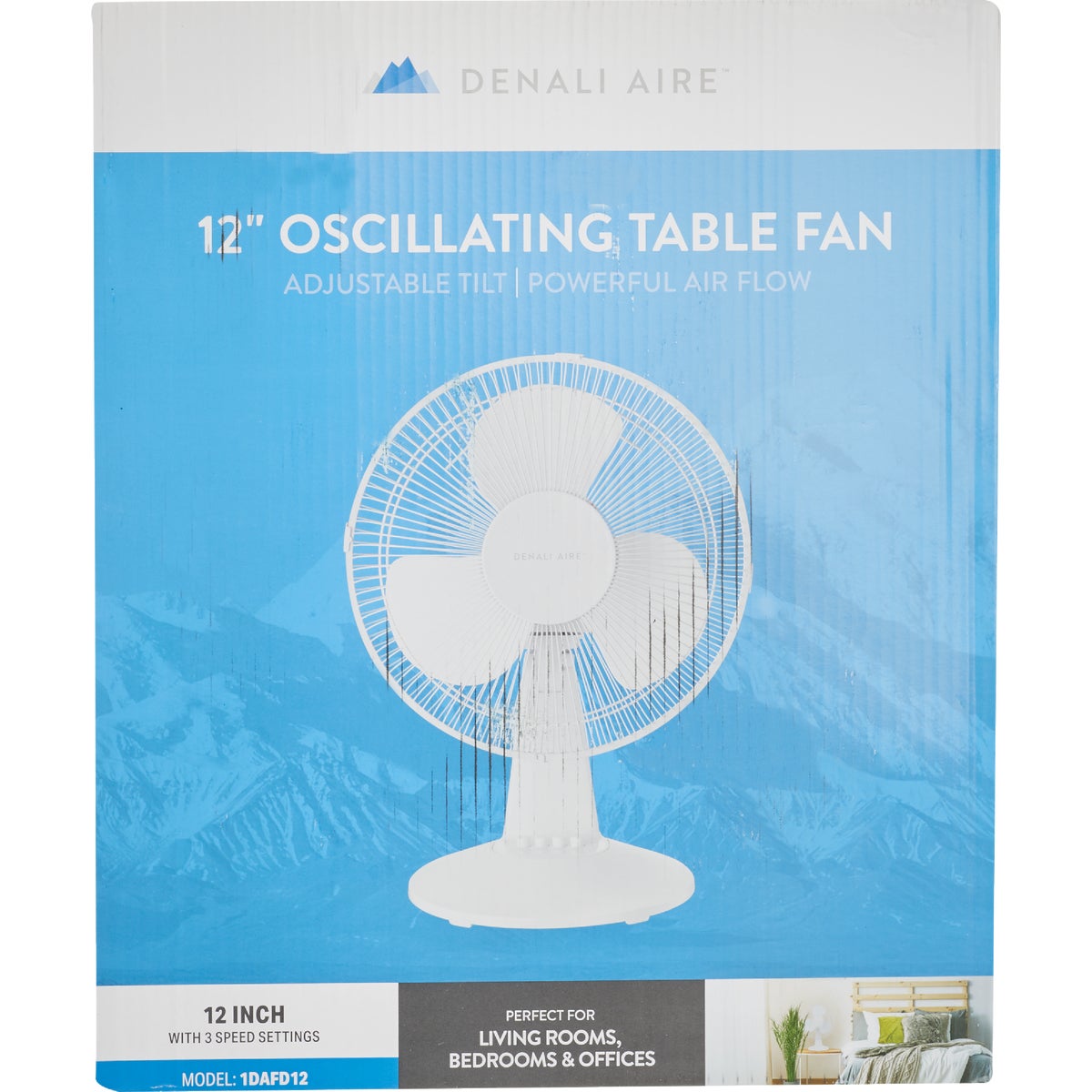 Denali Aire 12 In. 3-Speed White Oscillating Table Fan Image 3