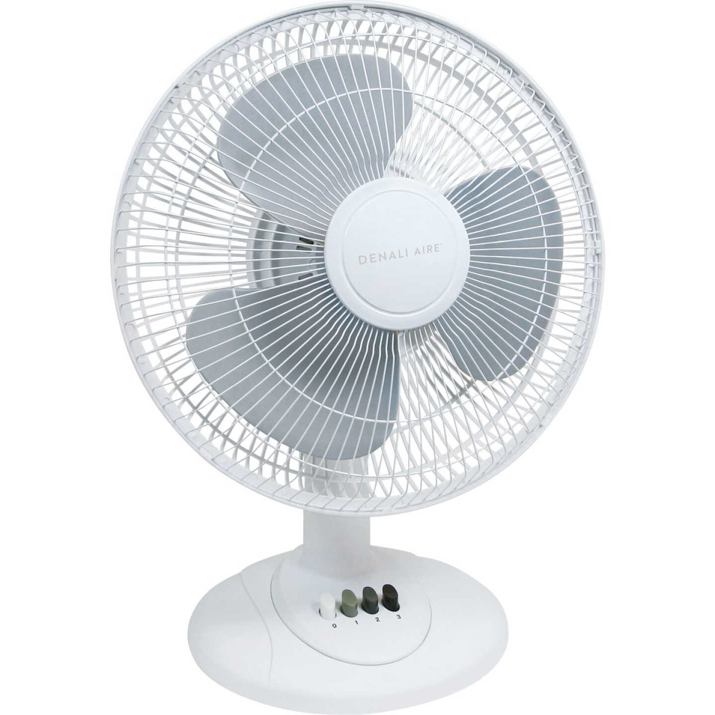 Denali Aire 12 In. 3-Speed White Oscillating Table Fan Image 1