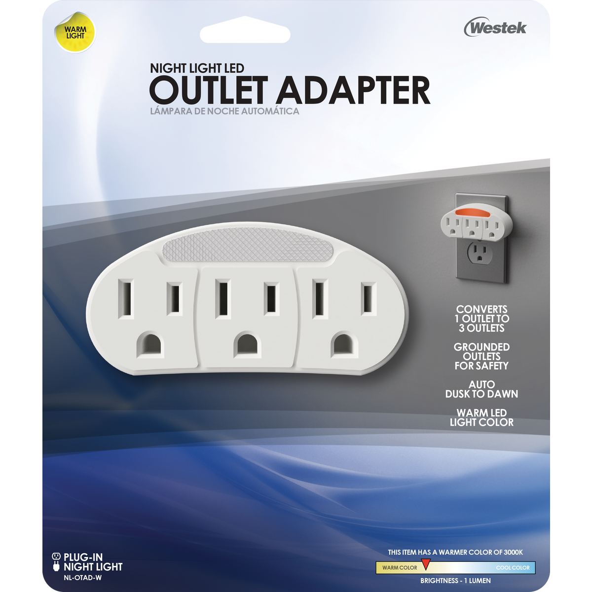 Westek White Dusk To Dawn LED Outlet Adapter Night Light Image 2