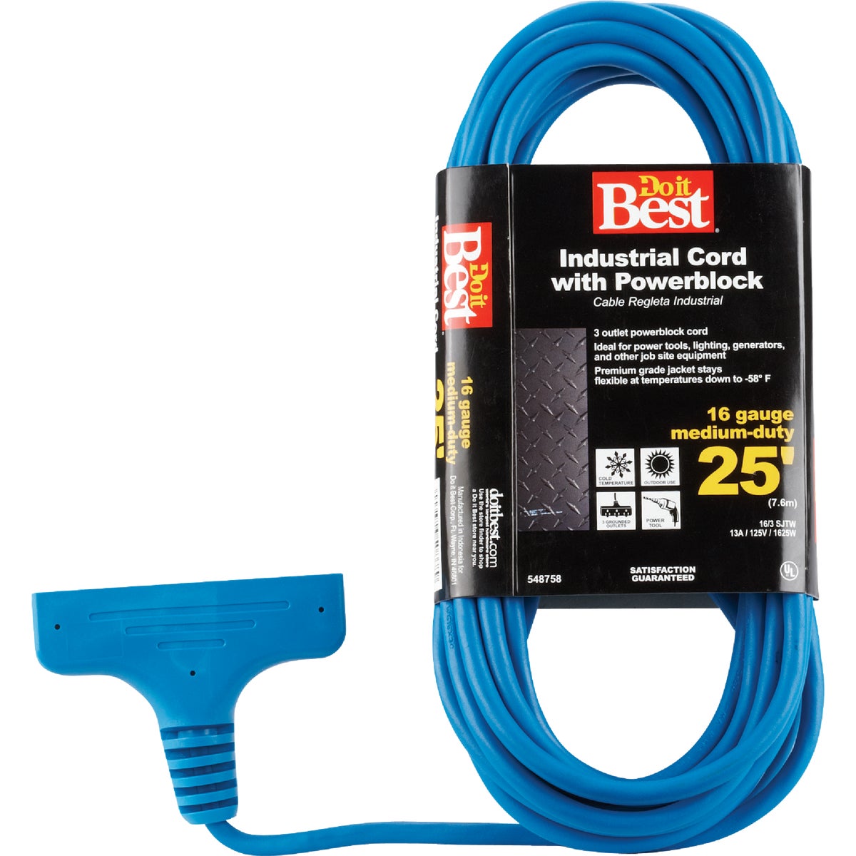 Master Electrician 25 Ft. 16/3 Extension Cord with Power Block