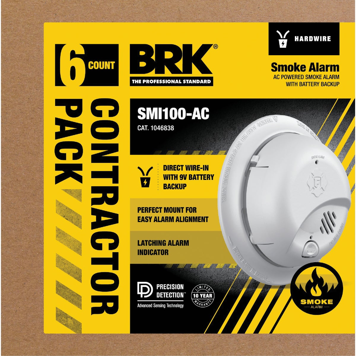 BRK SMI100-AC Interconnect Hardwire Ionization Smoke Alarm (6-Pack)