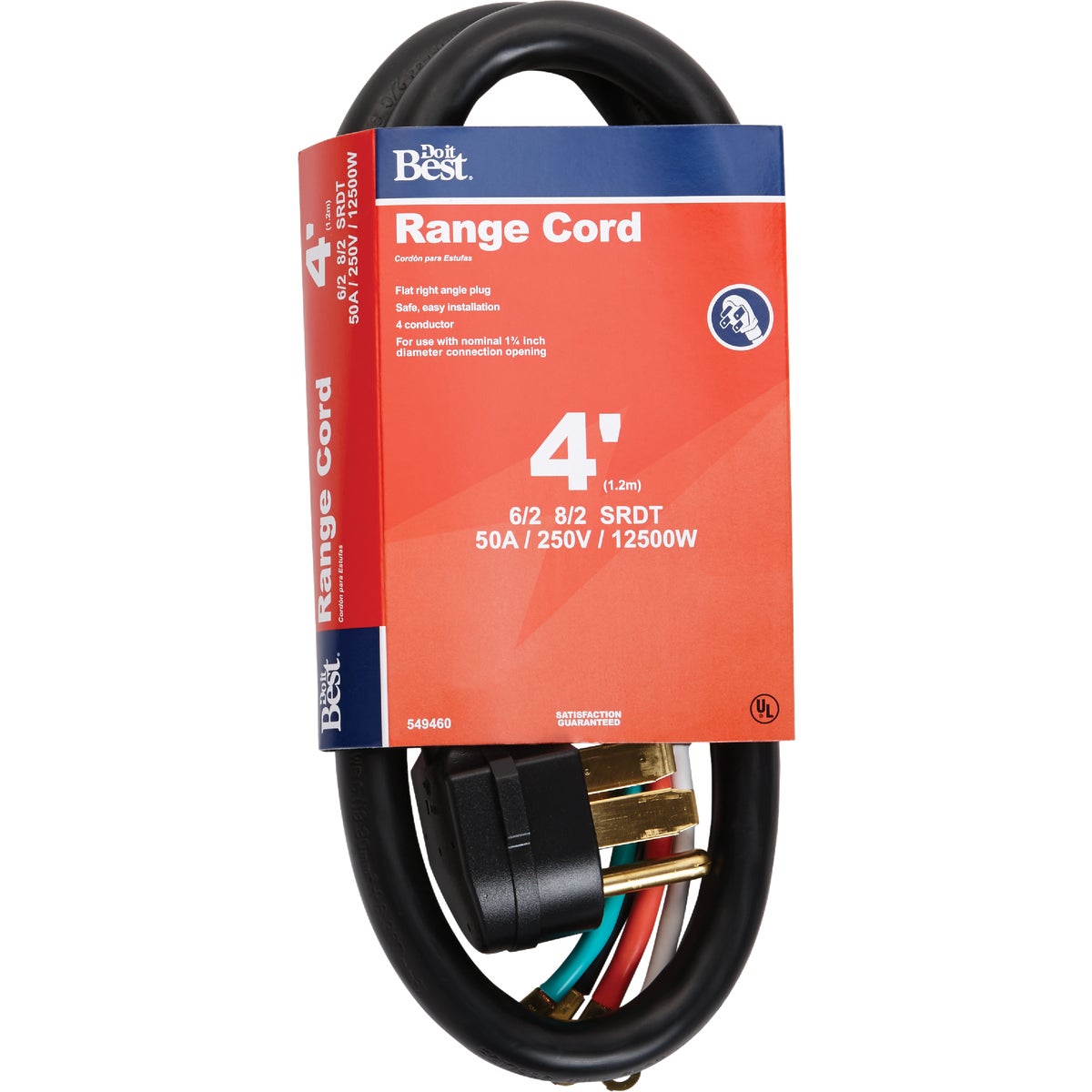 Master Electrician 4 Ft. 6/2 + 8/2 Ga. 4-Conductor Range Cord