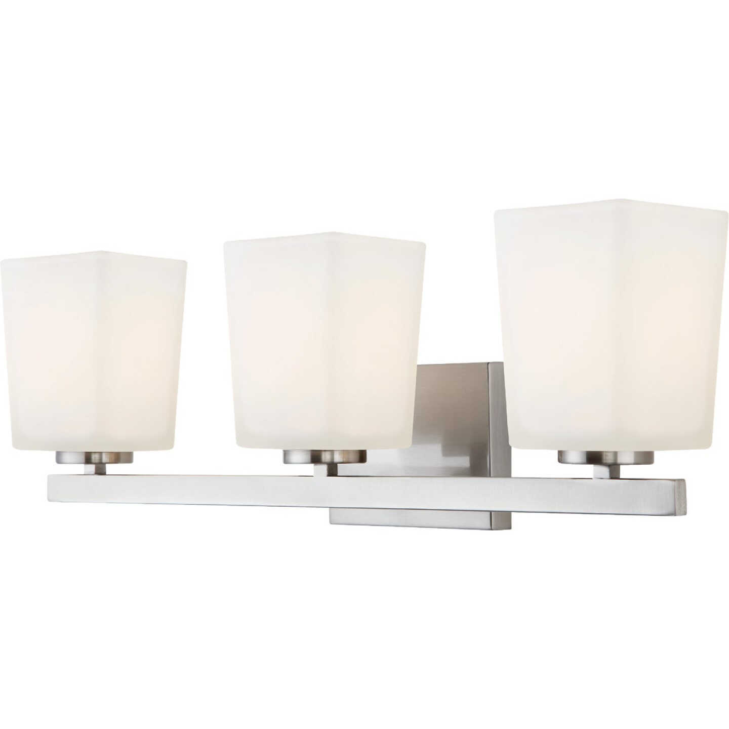 Canarm Hartley 3-Light Brushed Nickel Vanity Bath Light Fixture, Flat Opal Glass Image 1