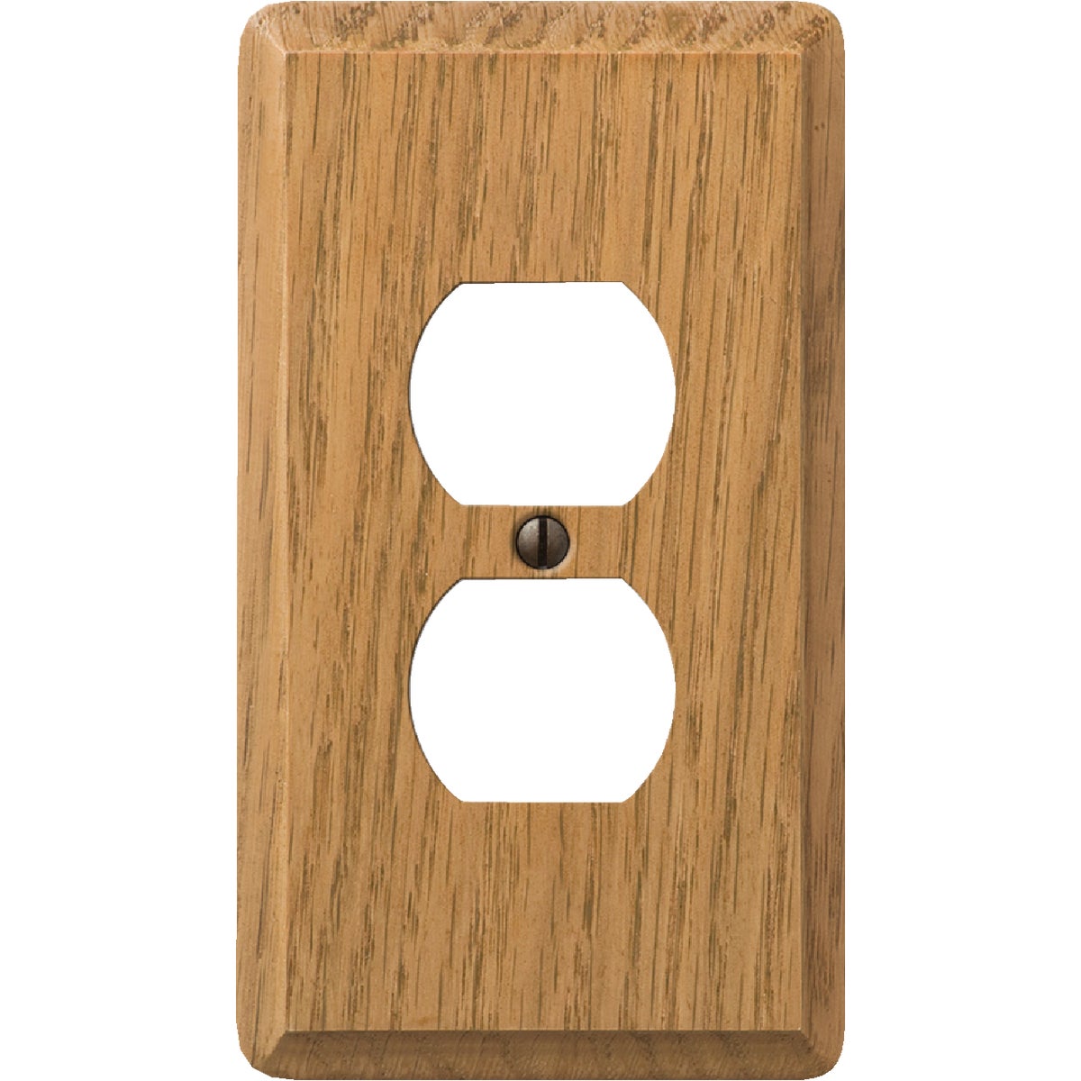 Amerelle 1-Gang Solid Oak Outlet Wall Plate, Light Oak Image 1