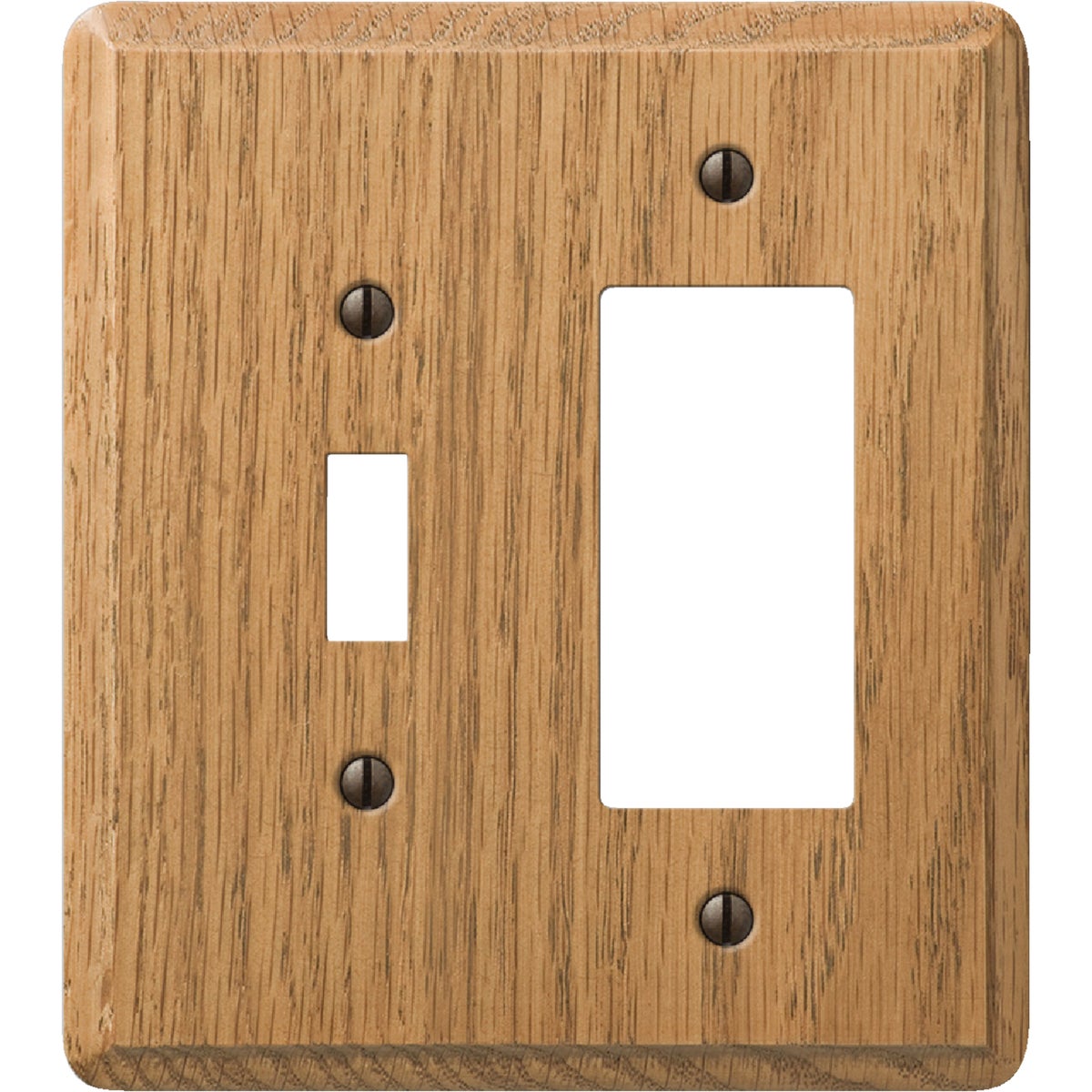 Amerelle 2-Gang Solid Oak Single Toggle/Rocker Wall Plate, Light Oak Image 1