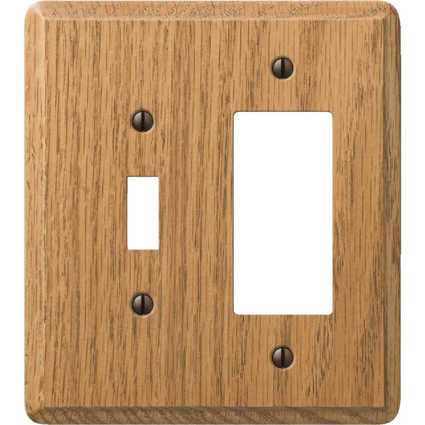 Amerelle 2-Gang Solid Oak Single Toggle/Rocker Wall Plate, Light Oak Image 1