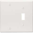 Leviton 2-Gang Thermoset Plastic Blank/Toggle Wall Plate, White Image 1