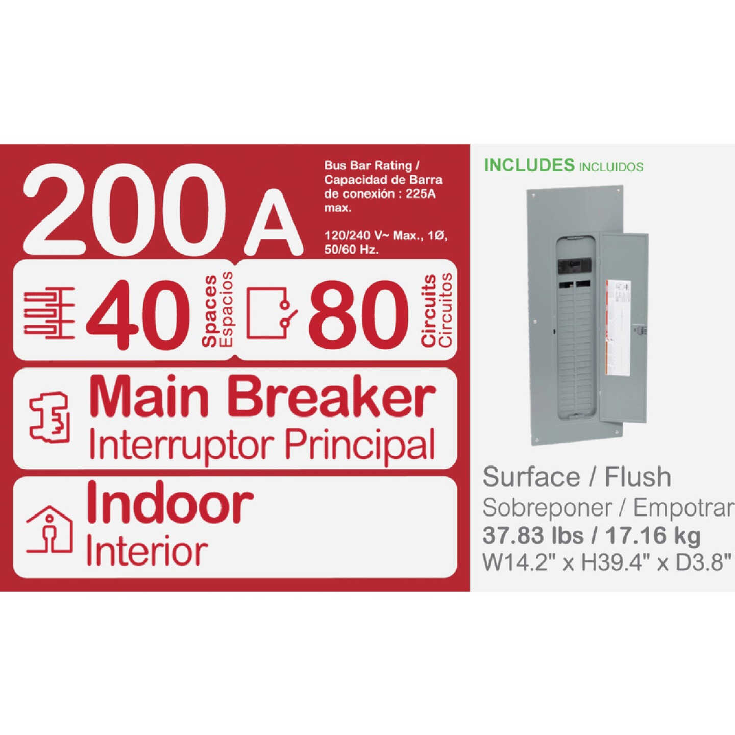 Square D Homeline 200A 40-Space 80-Pole Indoor Meter Breaker Panel Image 2