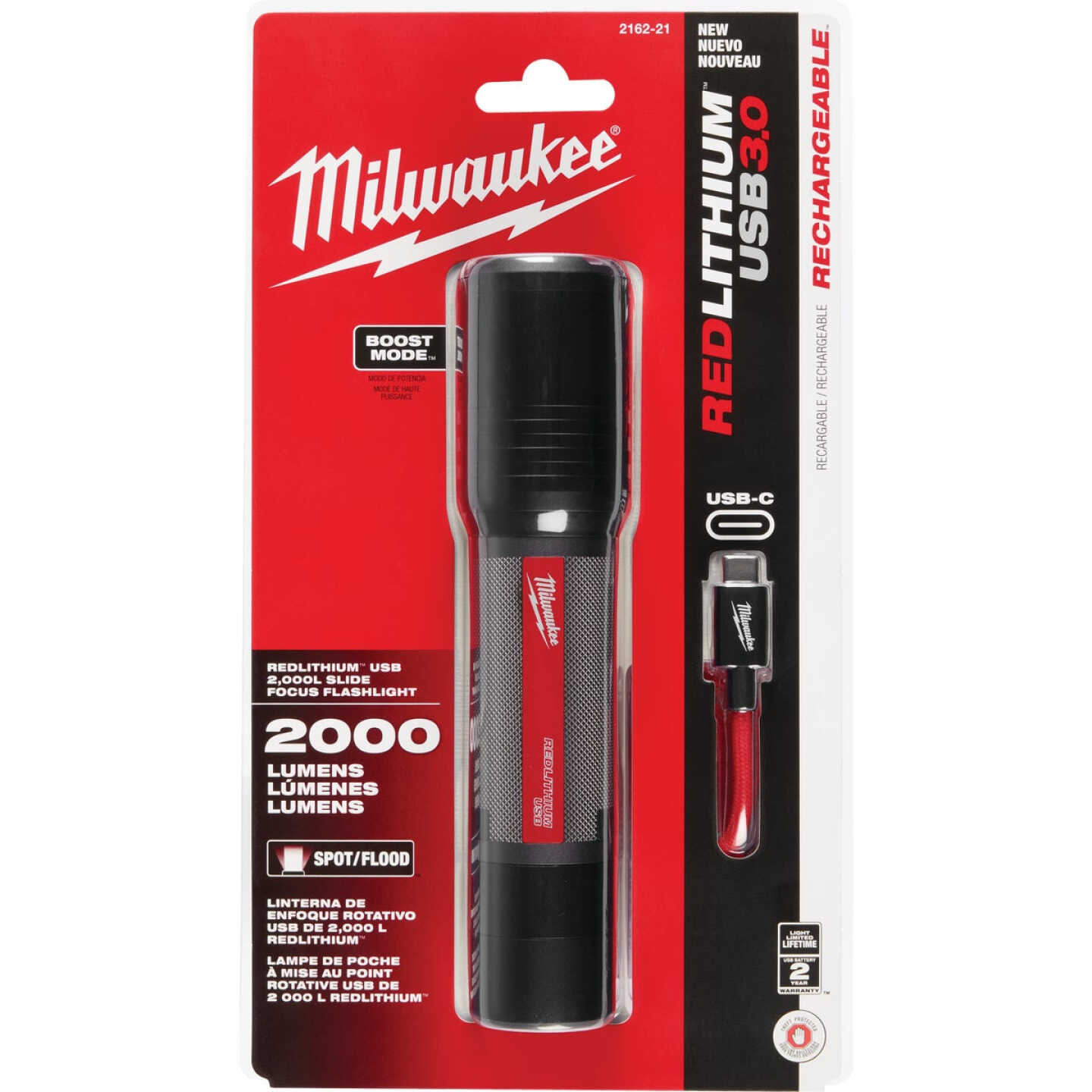 Milwaukee REDLITHIUM 2000 Lm. LED USB Slide Focus Flashlight Image 9