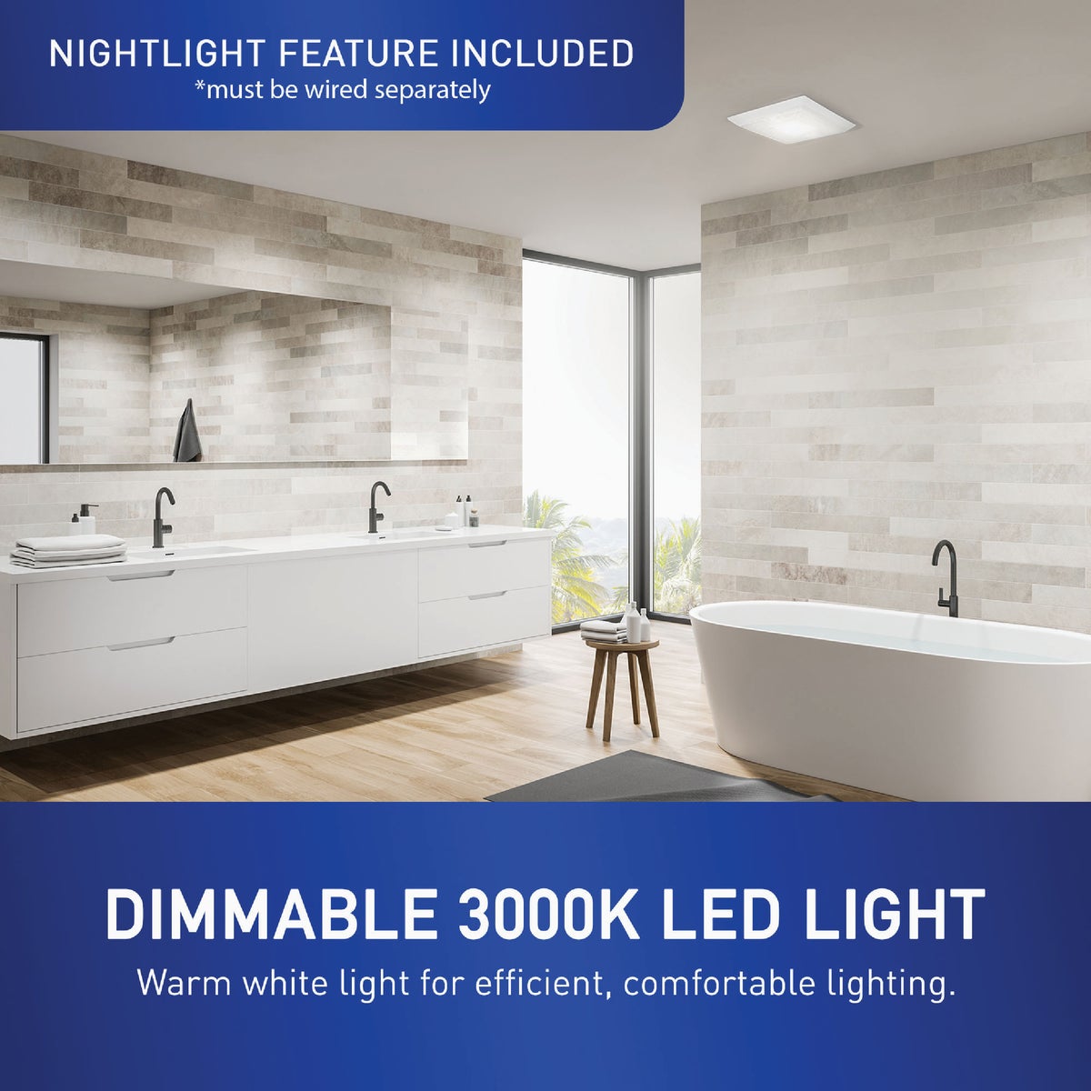 Panasonic Whisper Choice 80/110 CFM Bathroom Exhaust Fan with Dimmable LED Light Image 5