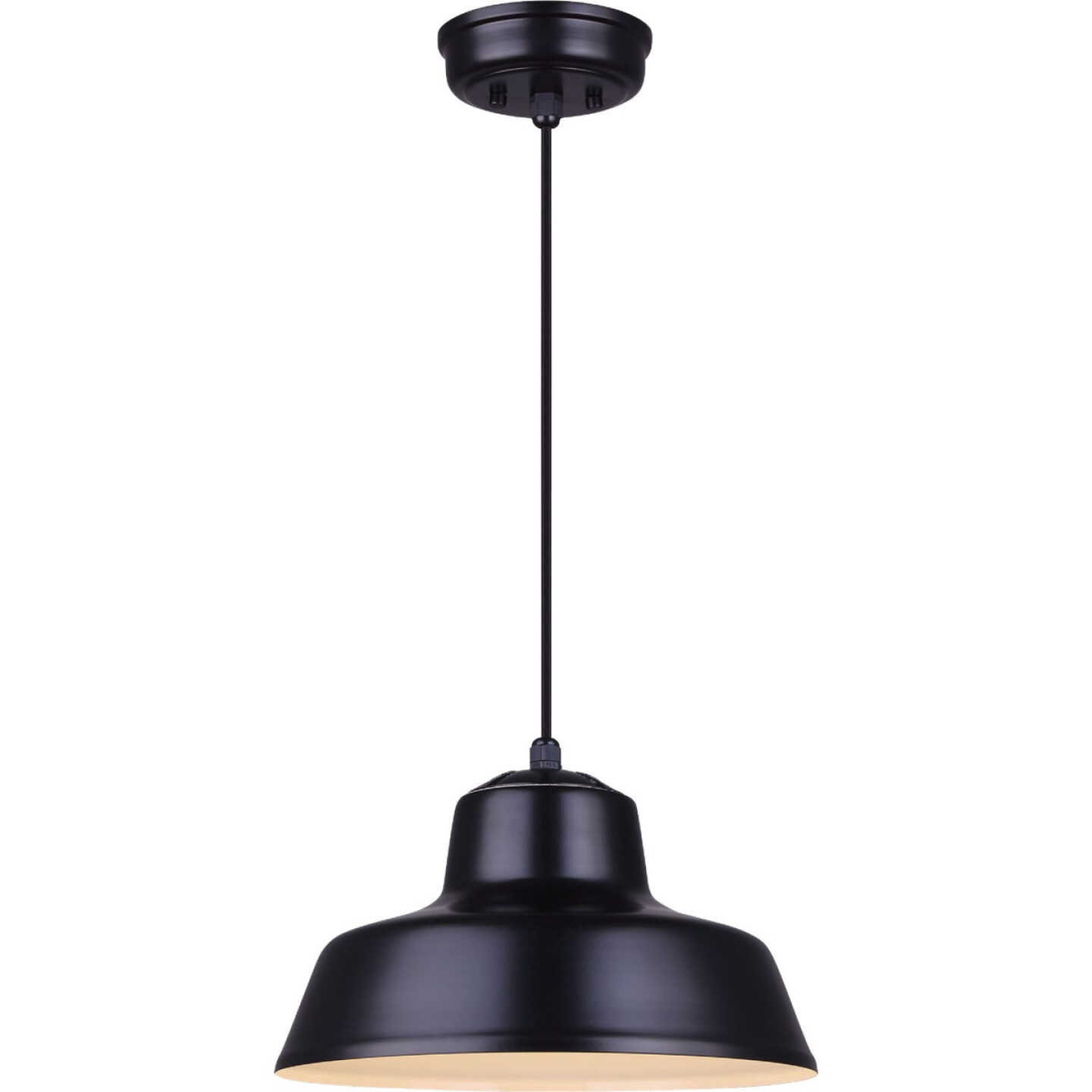 Canarm Levi 14 In. Black Metal Warehouse Pendant Light Fixture Image 1