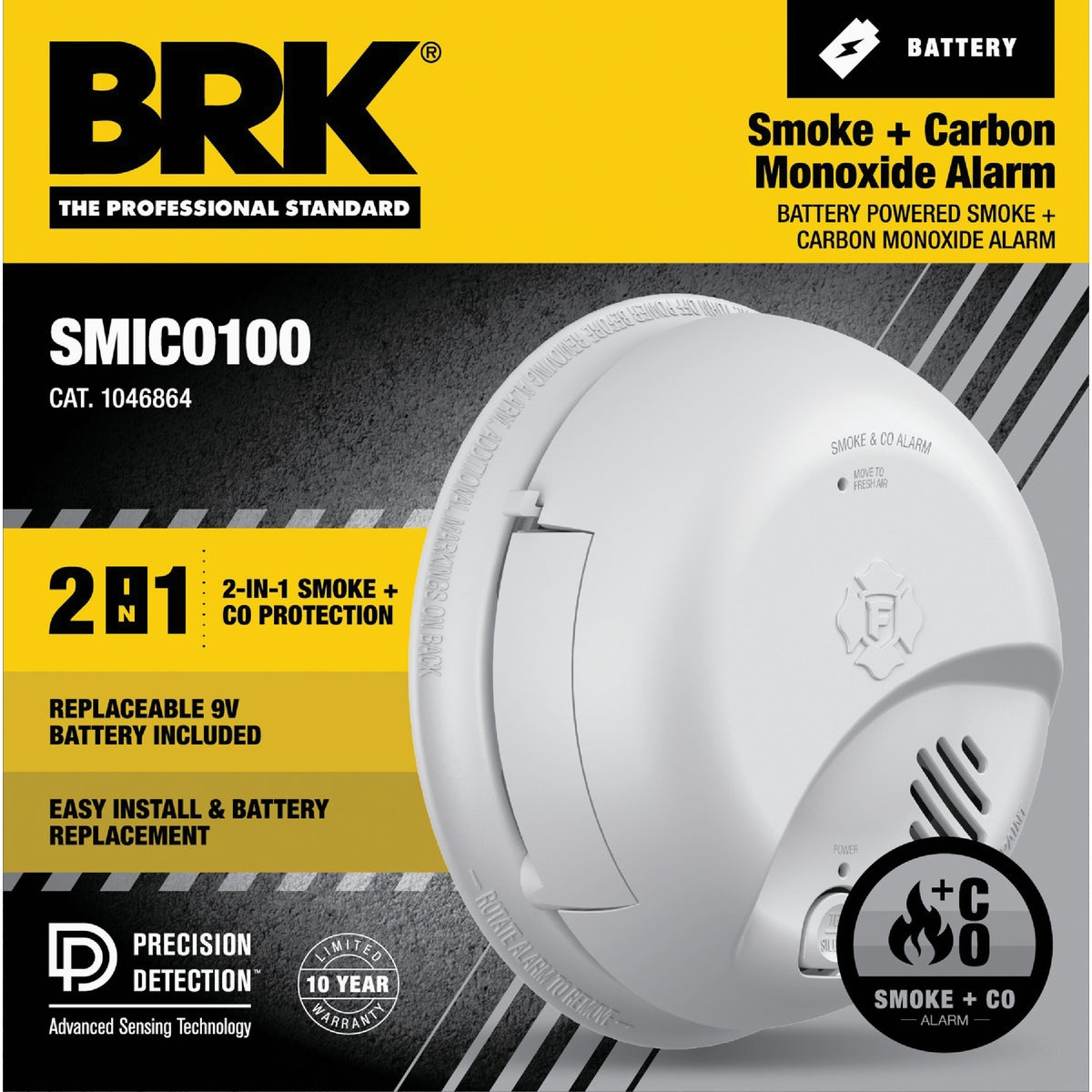 BRK SMICO100 2-in-1 Battery Operated Electrochemical/Ionization Smoke & Carbon Monoxide Alarm