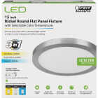 Feit Electric Edge-Lit 15 In. Nickel Round Disc 4-Way LED Flush Mount Light Image 1