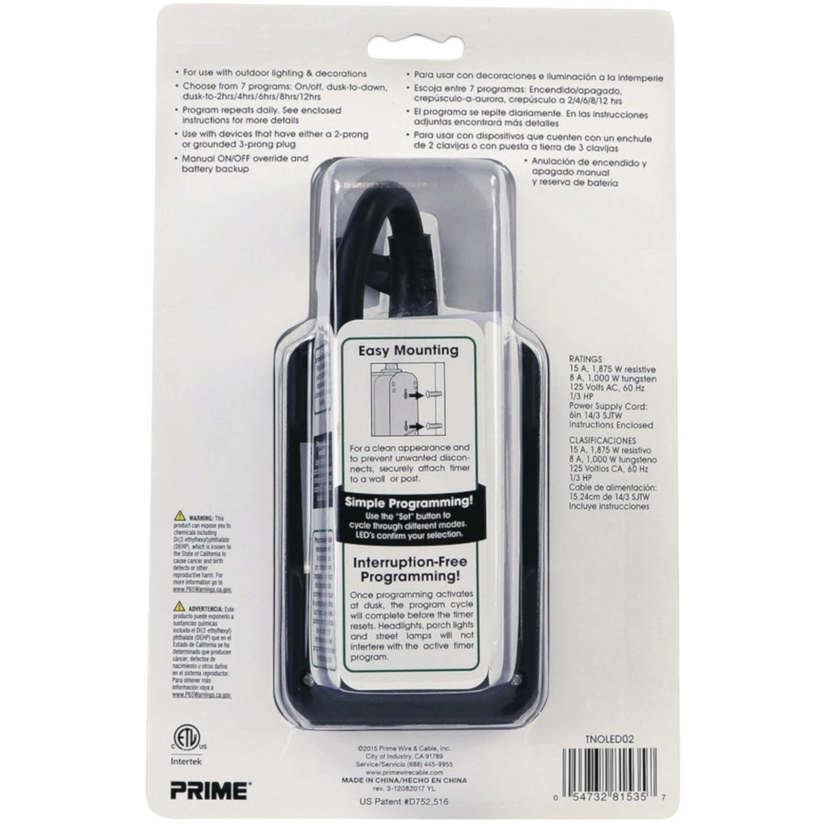 Prime 15A 125V 1875W Black LED Outdoor Countdown Timer Image 4