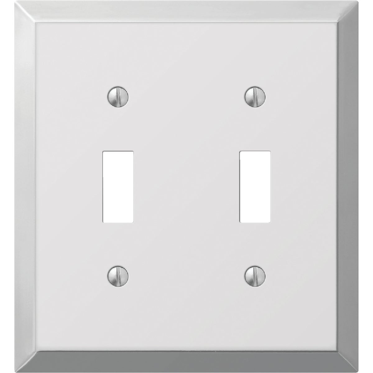Amerelle 2-Gang Stamped Steel Toggle Switch Wall Plate, Polished Chrome Image 1