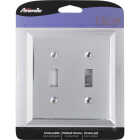 Amerelle 2-Gang Stamped Steel Toggle Switch Wall Plate, Polished Chrome Image 2