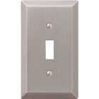 Amerelle 1-Gang Stamped Steel Toggle Switch Wall Plate, Brushed Nickel Image 1