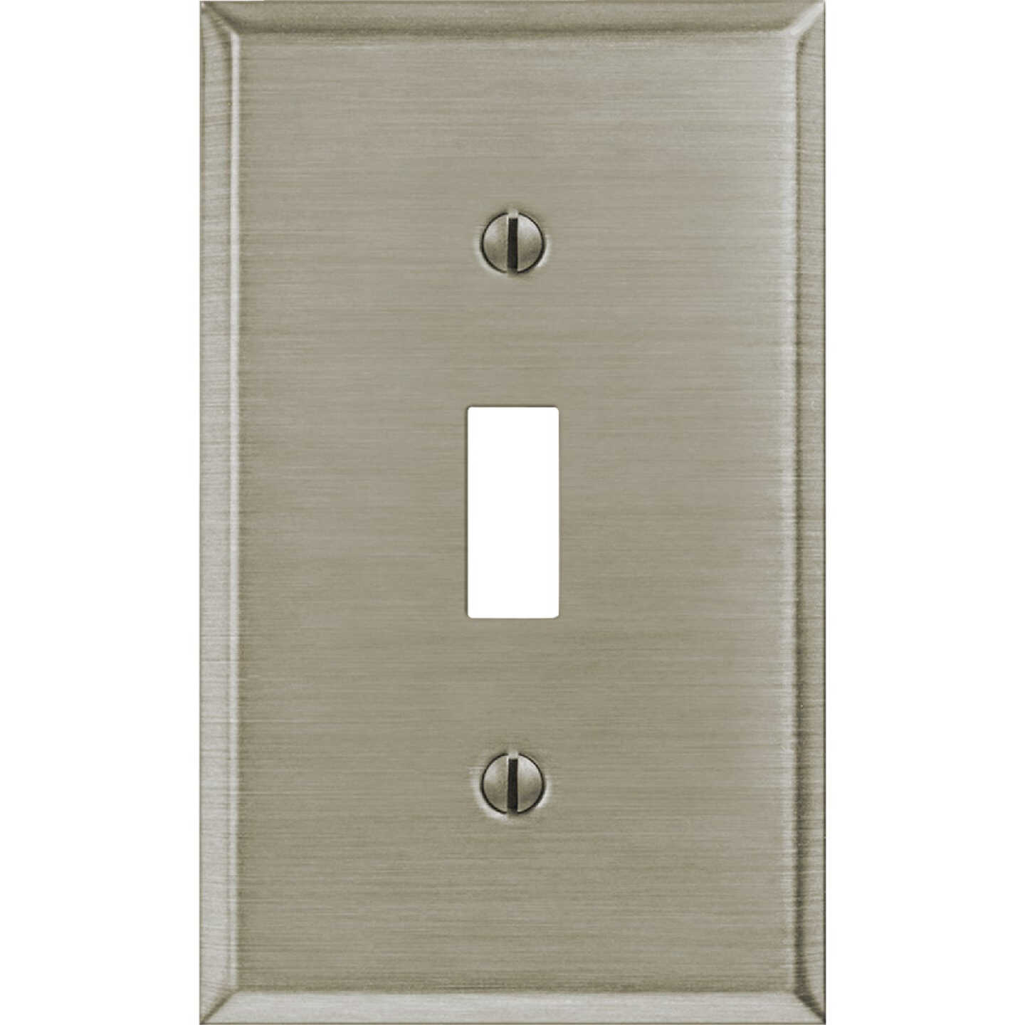 Amerelle 1-Gang Stamped Steel Toggle Switch Wall Plate, Brushed Nickel Image 4
