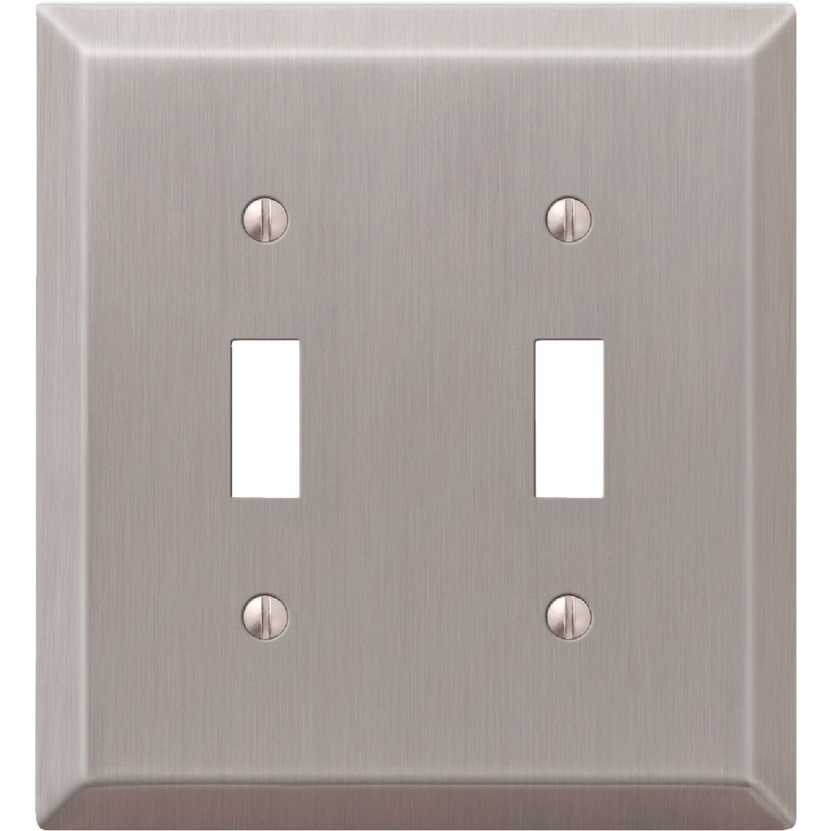 Amerelle 2-Gang Stamped Steel Toggle Switch Wall Plate, Brushed Nickel Image 1