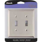 Amerelle 2-Gang Stamped Steel Toggle Switch Wall Plate, Brushed Nickel Image 2