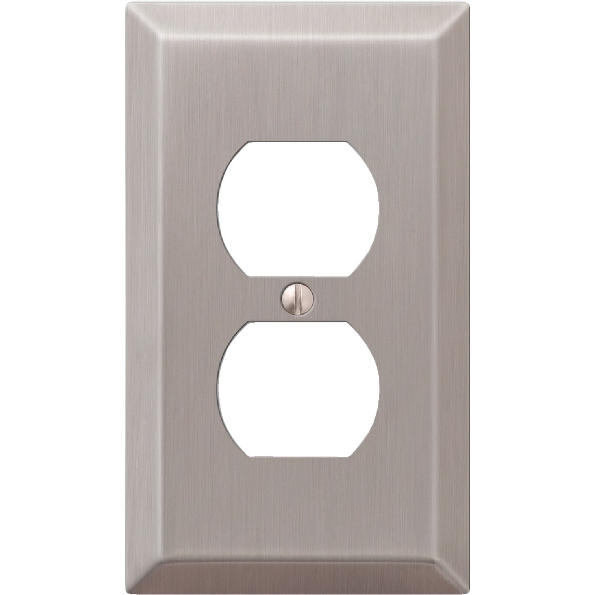 Amerelle 1-Gang Stamped Steel Outlet Wall Plate, Brushed Nickel Image 1