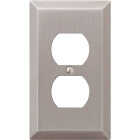 Amerelle 1-Gang Stamped Steel Outlet Wall Plate, Brushed Nickel Image 1