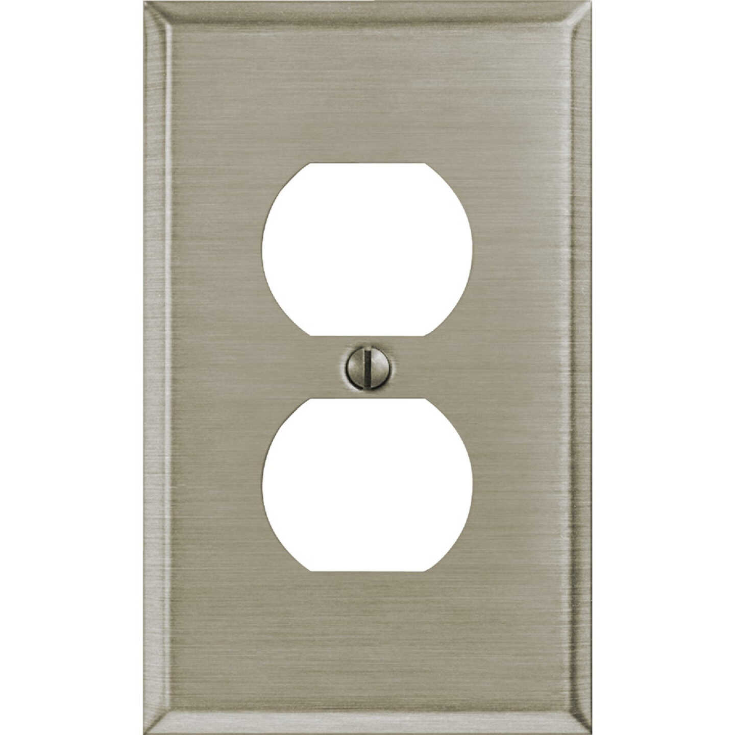 Amerelle 1-Gang Stamped Steel Outlet Wall Plate, Brushed Nickel Image 4
