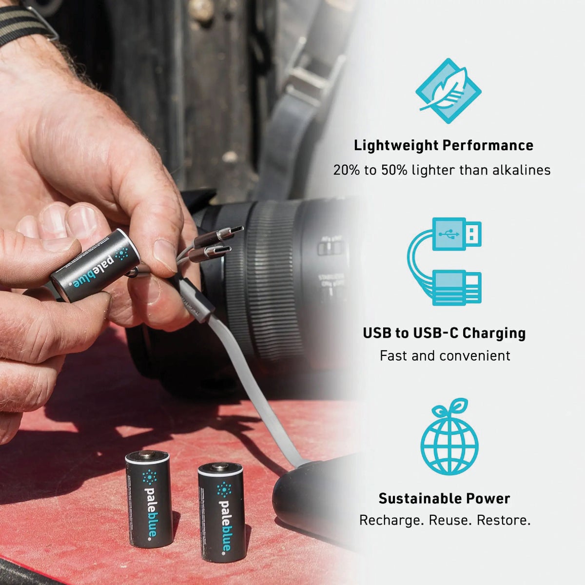 Paleblue CR123A Lithium-Ion Rechargeable Battery (4-Pack) Image 3