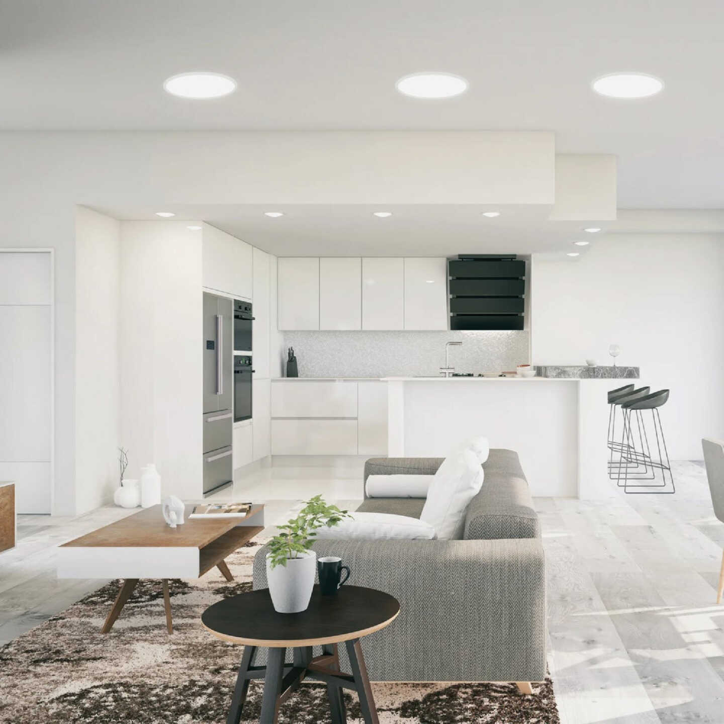 Feit Electric Edge-Lit 15 In. White Round 6-Way LED Flush Mount Light Image 3