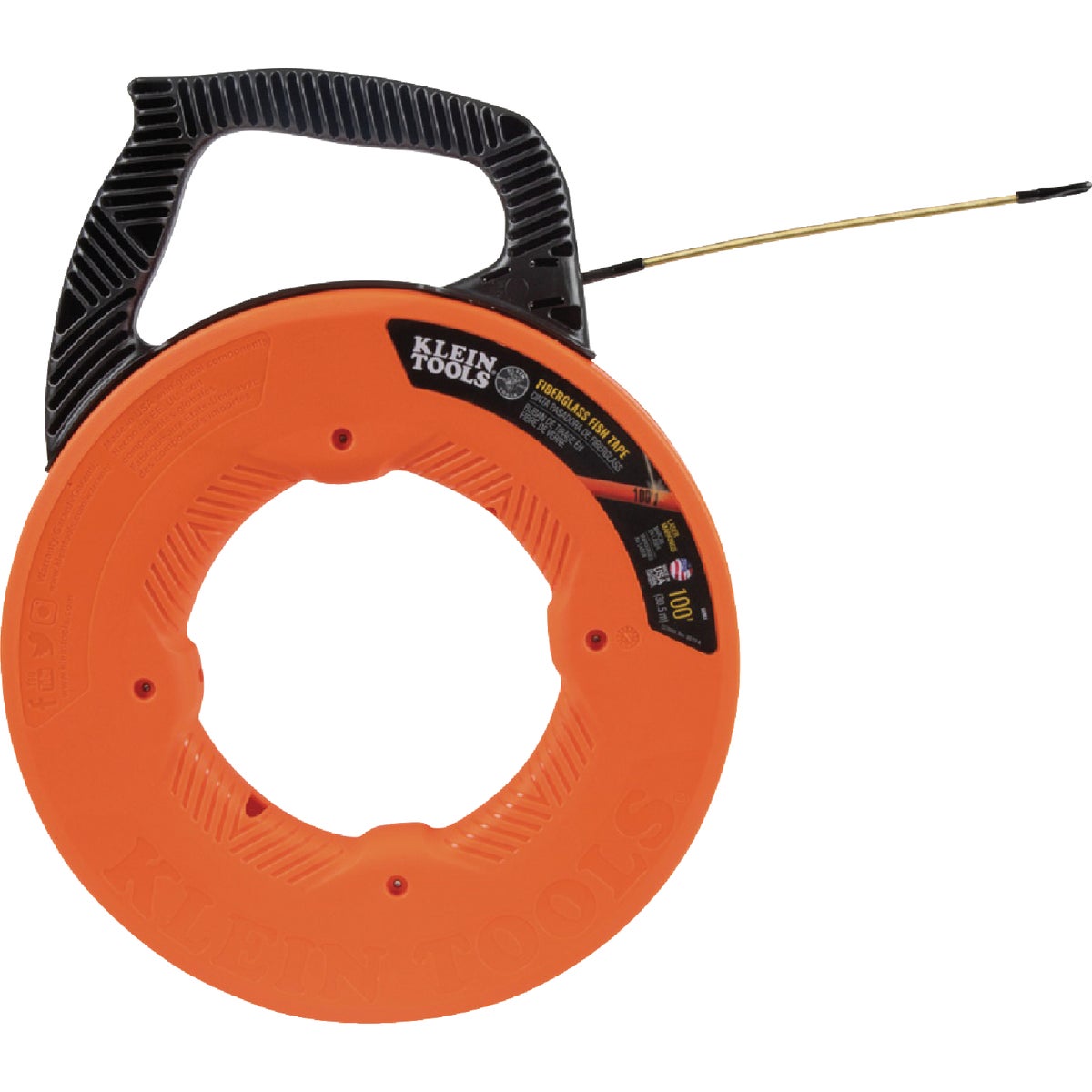 Klein 3/16 In. W. x 100 Ft. L. Fiberglass Fish Tape with Spiral Steel Leader Image 9