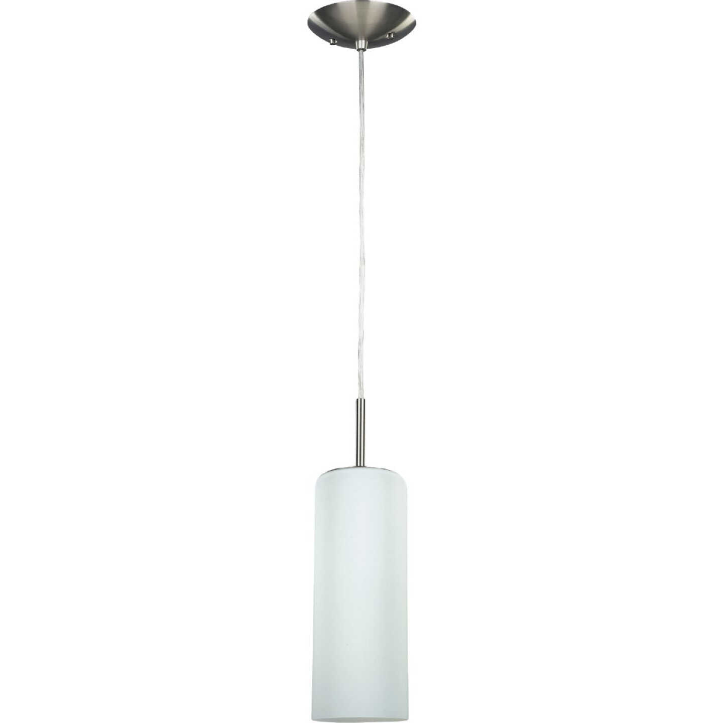 Canarm Toni 5 In. Brushed Nickel Pendant Light Fixture, Flat Opal Glass Image 1