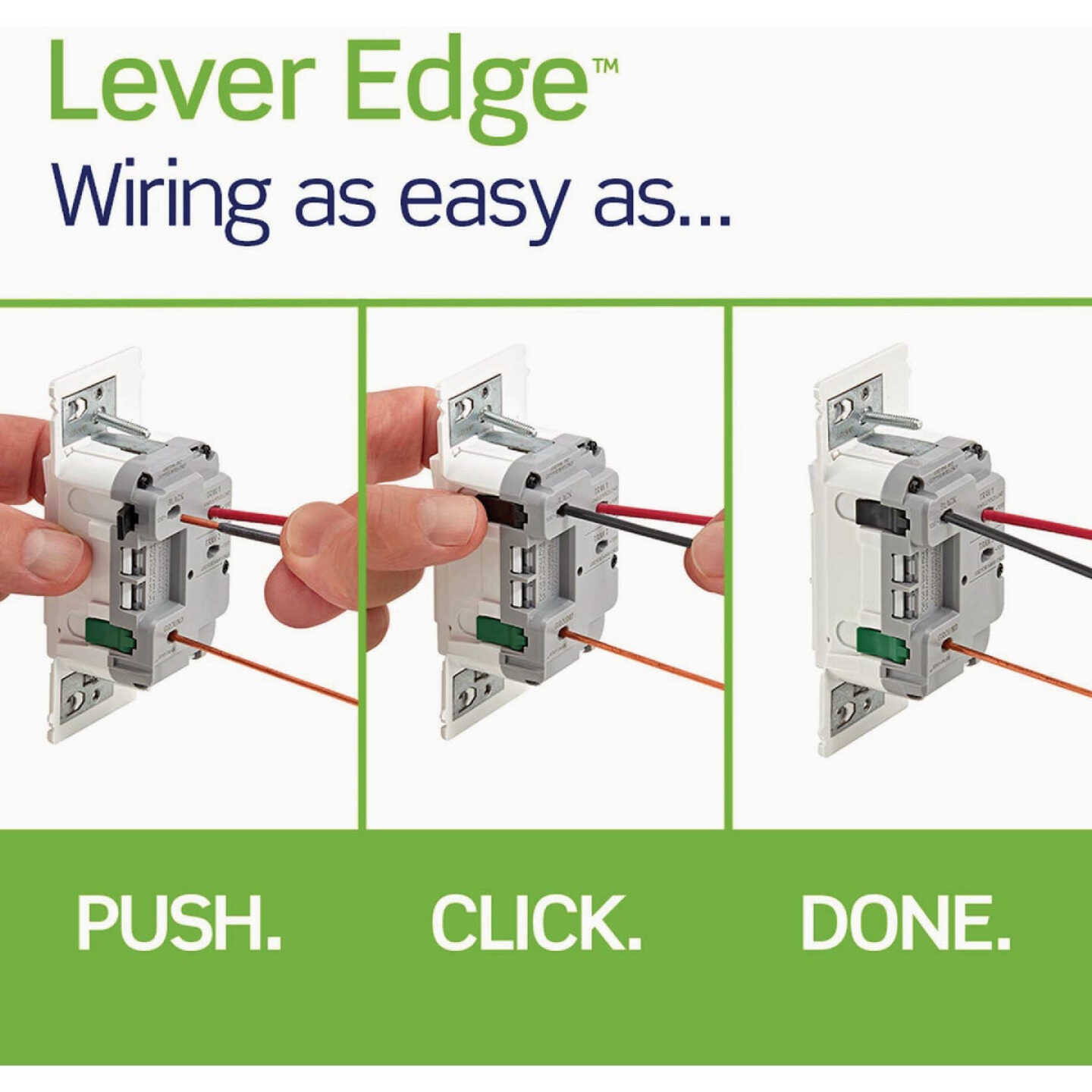 Leviton Decora Lever Edge Incandescent White Rocker Slide Dimmer Switch Image 3