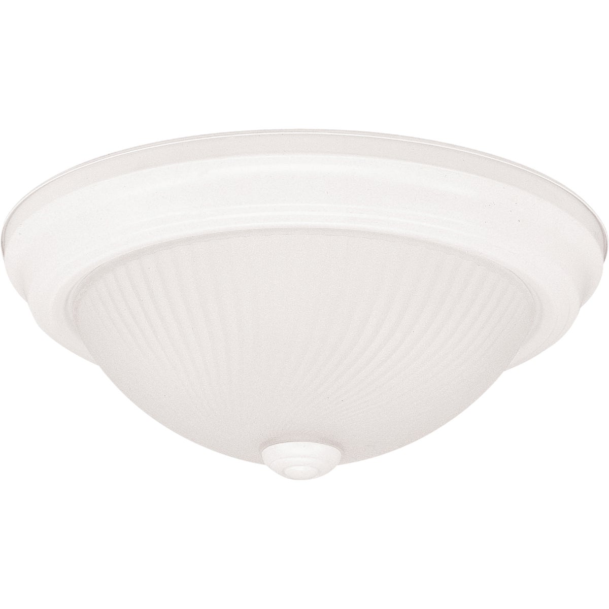 Canarm 13 In. White Incandescent Flush Mount Ceiling Light Fixture with Frosted Swirl Glass