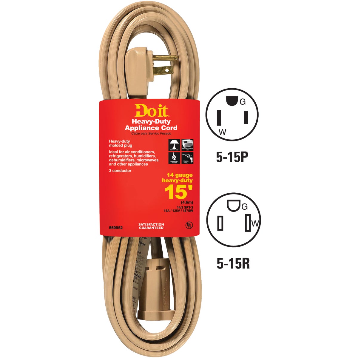Master Electrician 15 Ft. 14/3 15A Appliance & Air Conditioner Cord