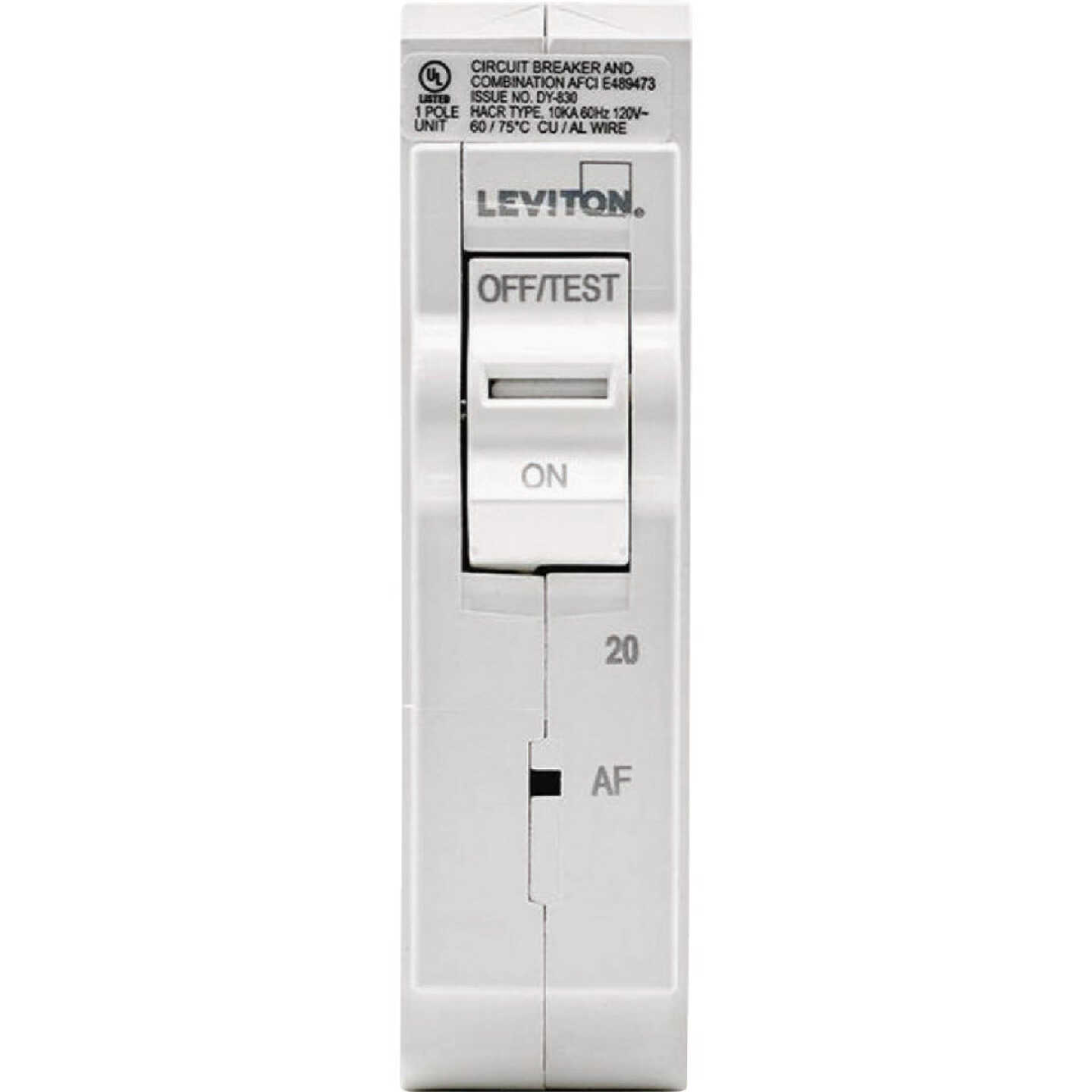 Leviton 20A Single-Pole Hydaulic Magnetic Trip Plug-On AFCI White Branch Circuit Breaker Image 2