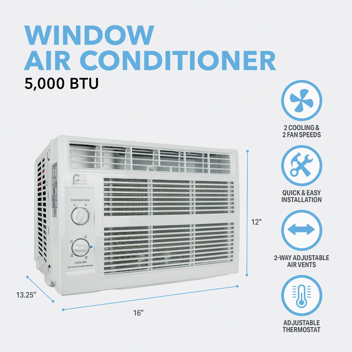 Perfect Aire 5000 BTU 150 Sq. Ft. Window Air Conditioner Image 5