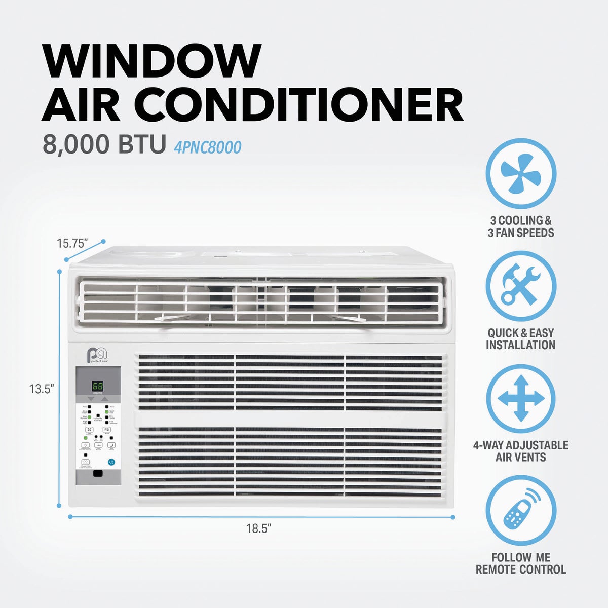 Perfect Aire 8000 BTU 350 Sq. Ft. Window Air Conditioner with Remote Control Image 4