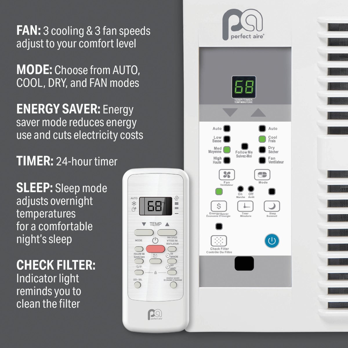 Perfect Aire 8000 BTU 350 Sq. Ft. Window Air Conditioner with Remote Control Image 2