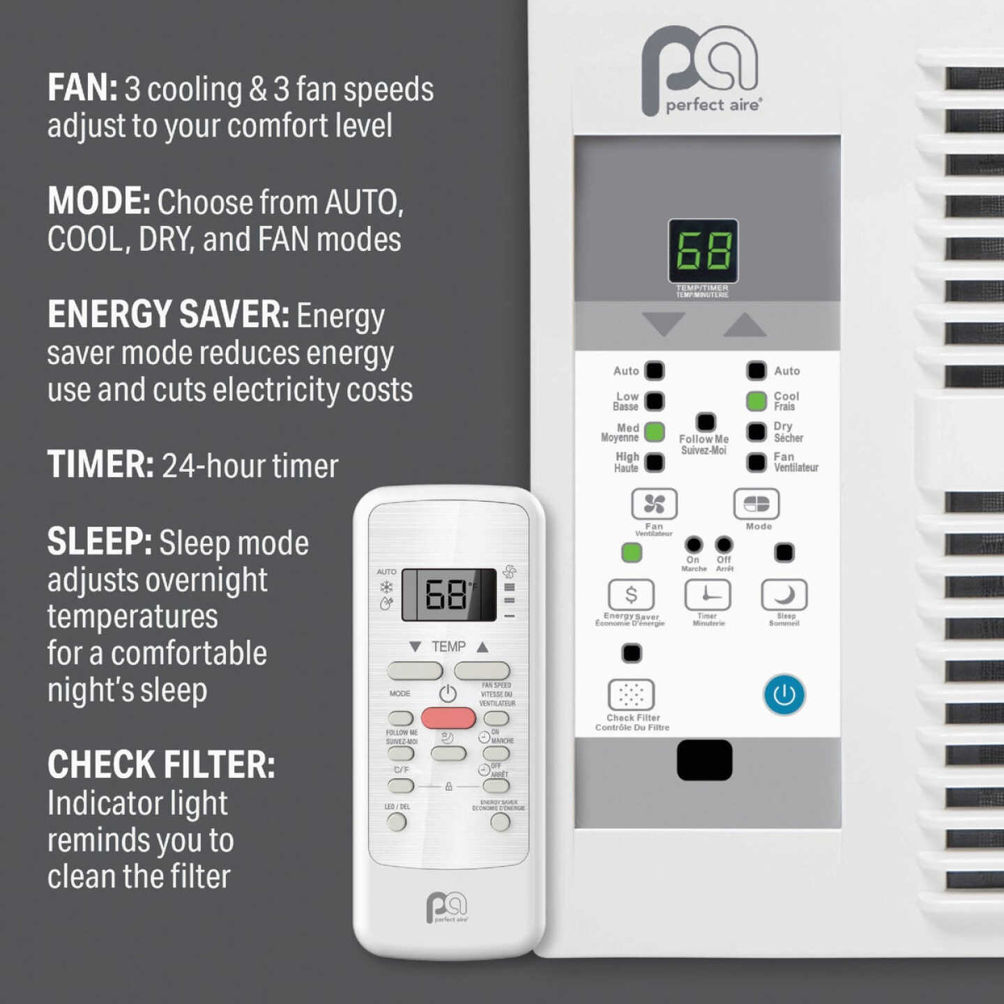 Perfect Aire 12,000 BTU 550 Sq. Ft. Window Air Conditioner with Remote Control Image 2