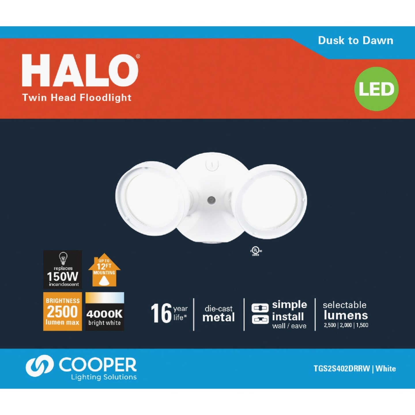 Halo Lumen Selectable White Dusk to Dawn LED Floodlight Fixture Image 2