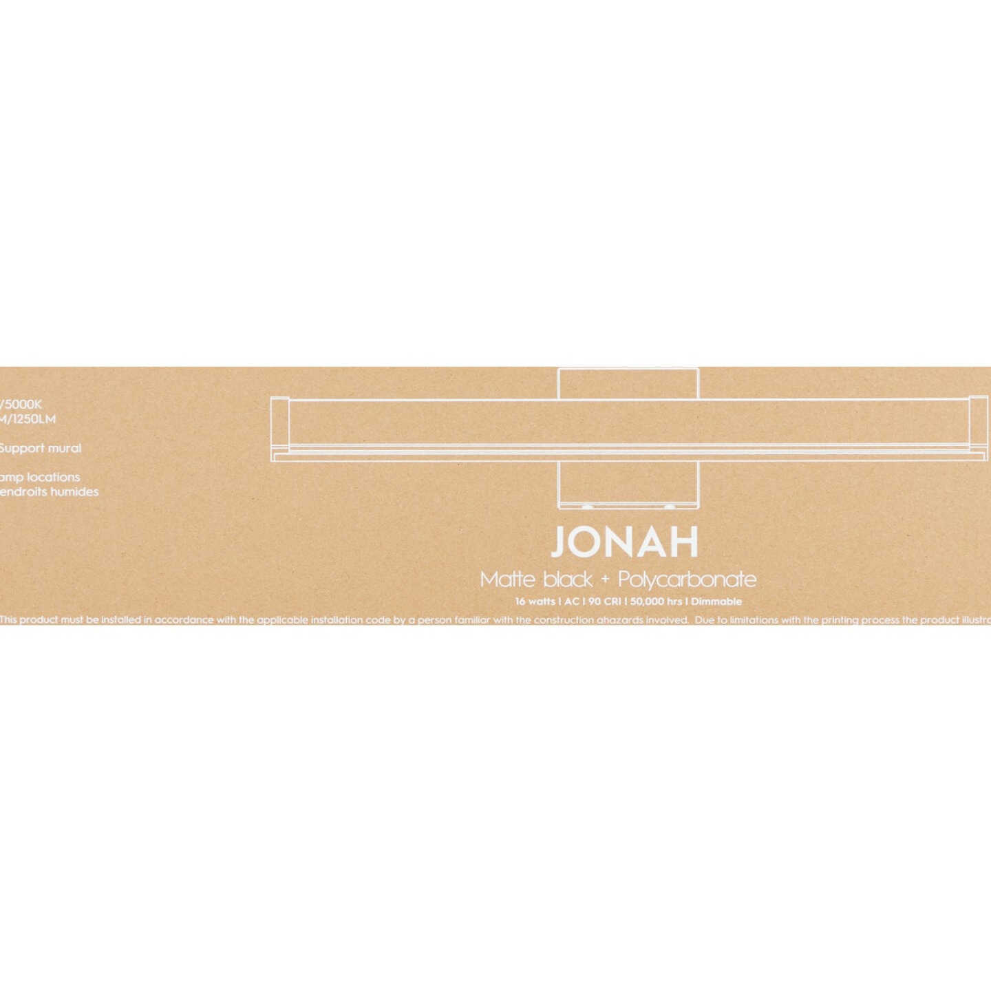 Canarm Jonah 24 In. Black LED Vanity Bath Light Fixture, Square Glossy Opal Glass Image 3