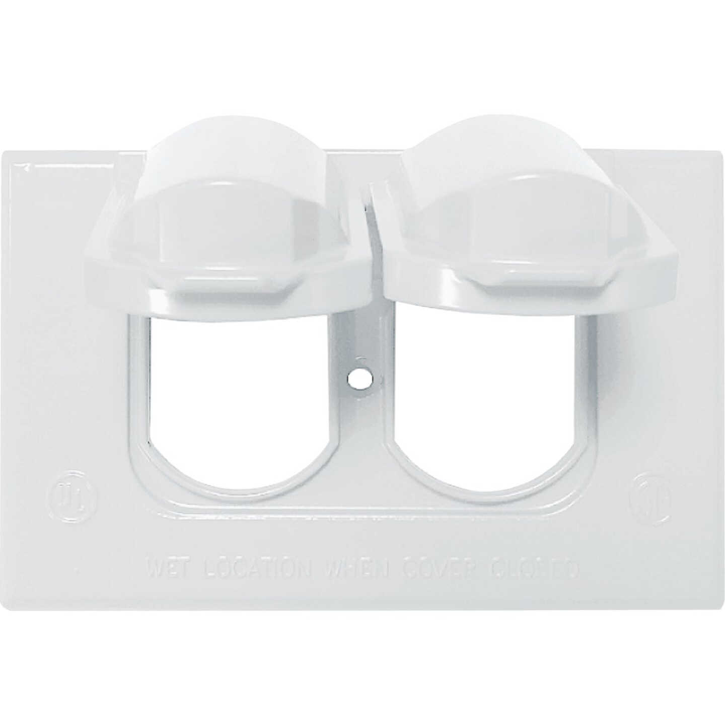 Southwire Single Gang Horizontal White Weatherproof Duplex Cover Image 1