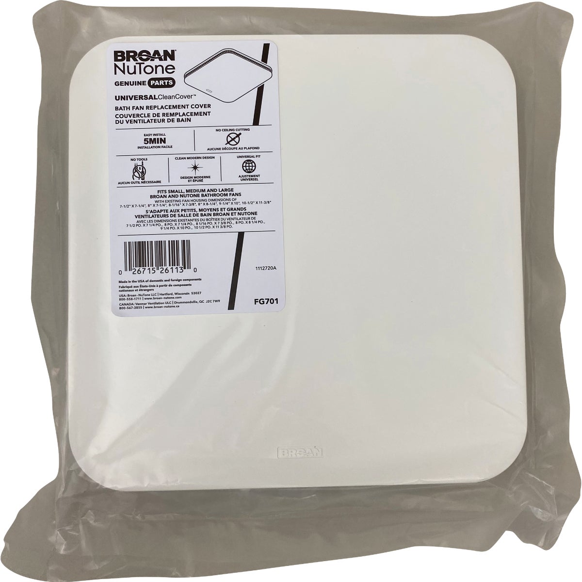 Broan-NuTone CleanCover 13-1/4 In. x 13-1/4 In. x 1-5/16 In. White Universal Bath Exhaust Fan Upgrade Grille Image 2