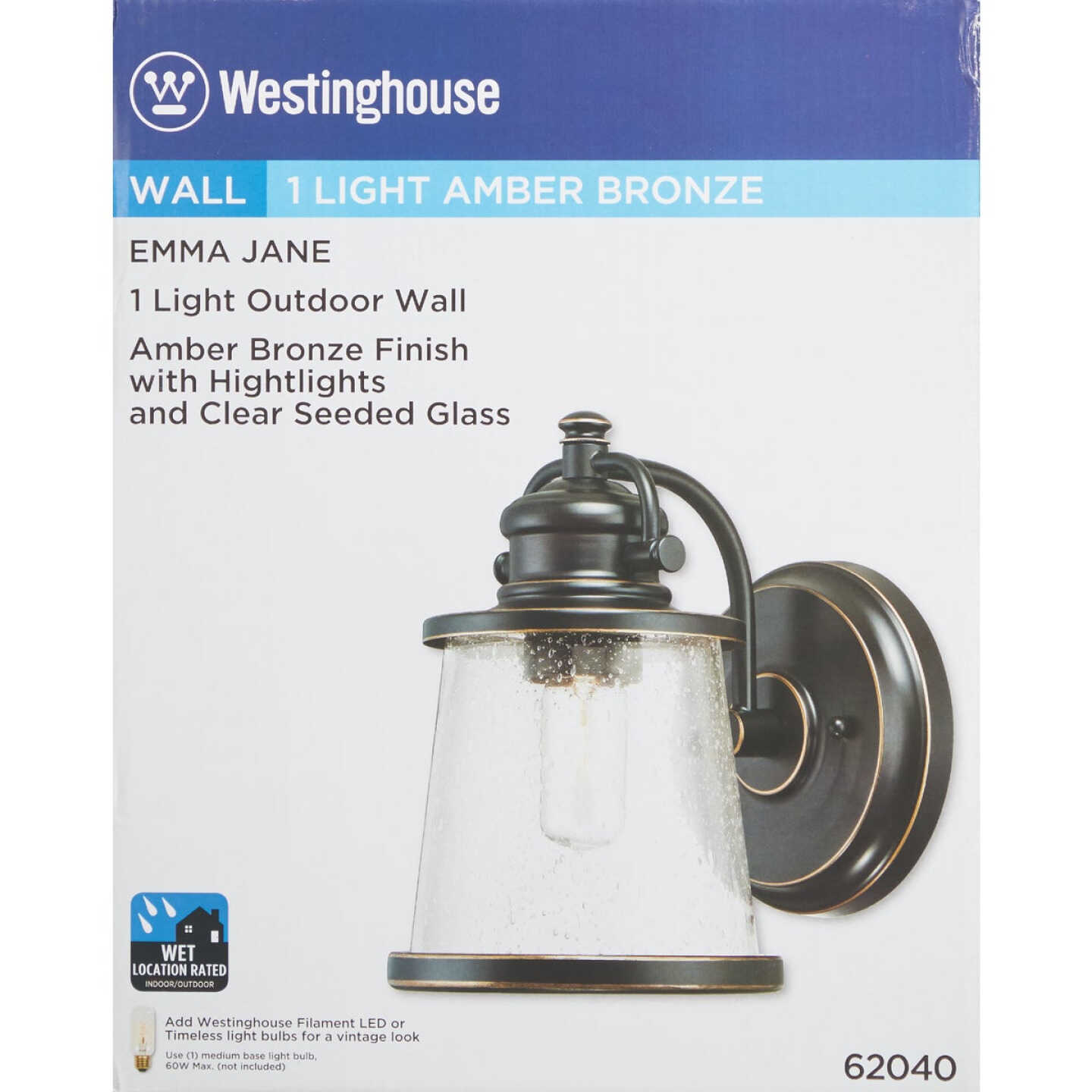 Westinghouse Emma Jane 1-Light Amber Bronze Outdoor Wall Lantern Image 2